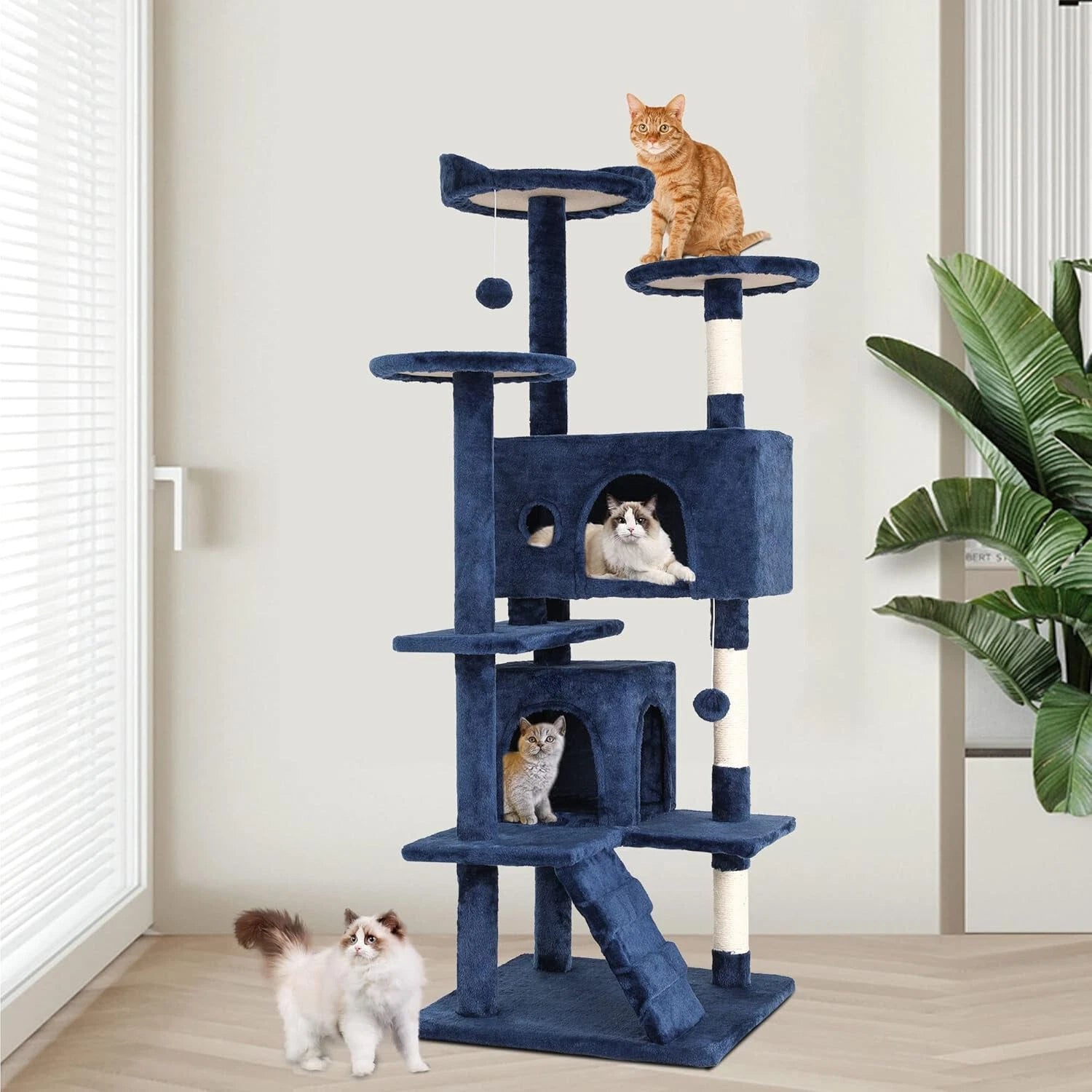 54in Multi-Level Cat Tree Tower Furniture Activity Center with Scratching Posts