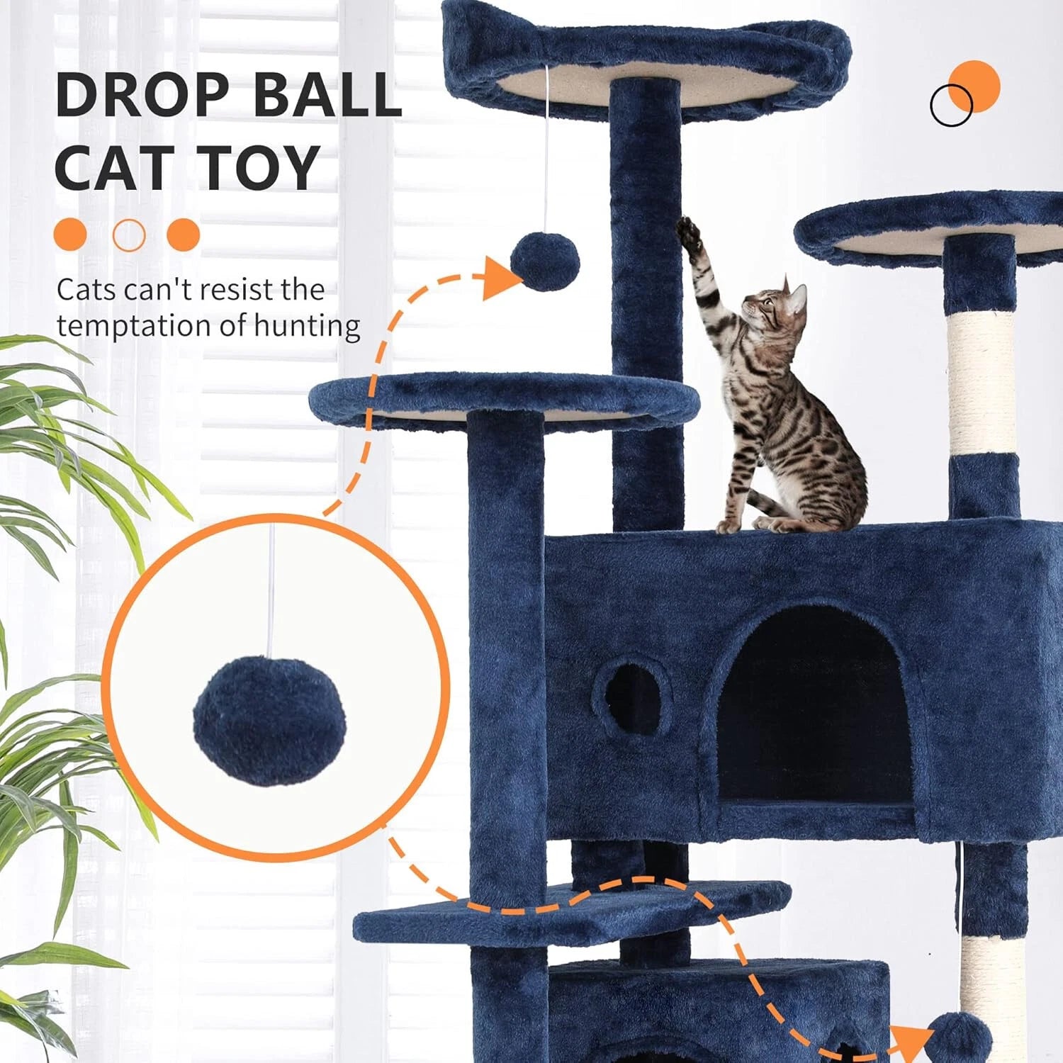 54in Multi-Level Cat Tree Tower Furniture Activity Center with Scratching Posts