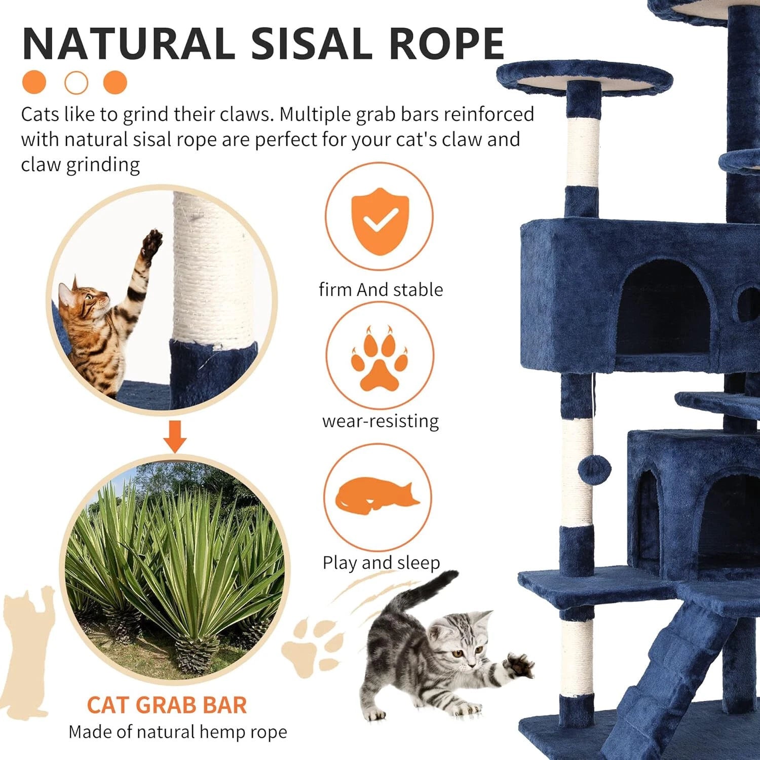 54in Multi-Level Cat Tree Tower Furniture Activity Center with Scratching Posts