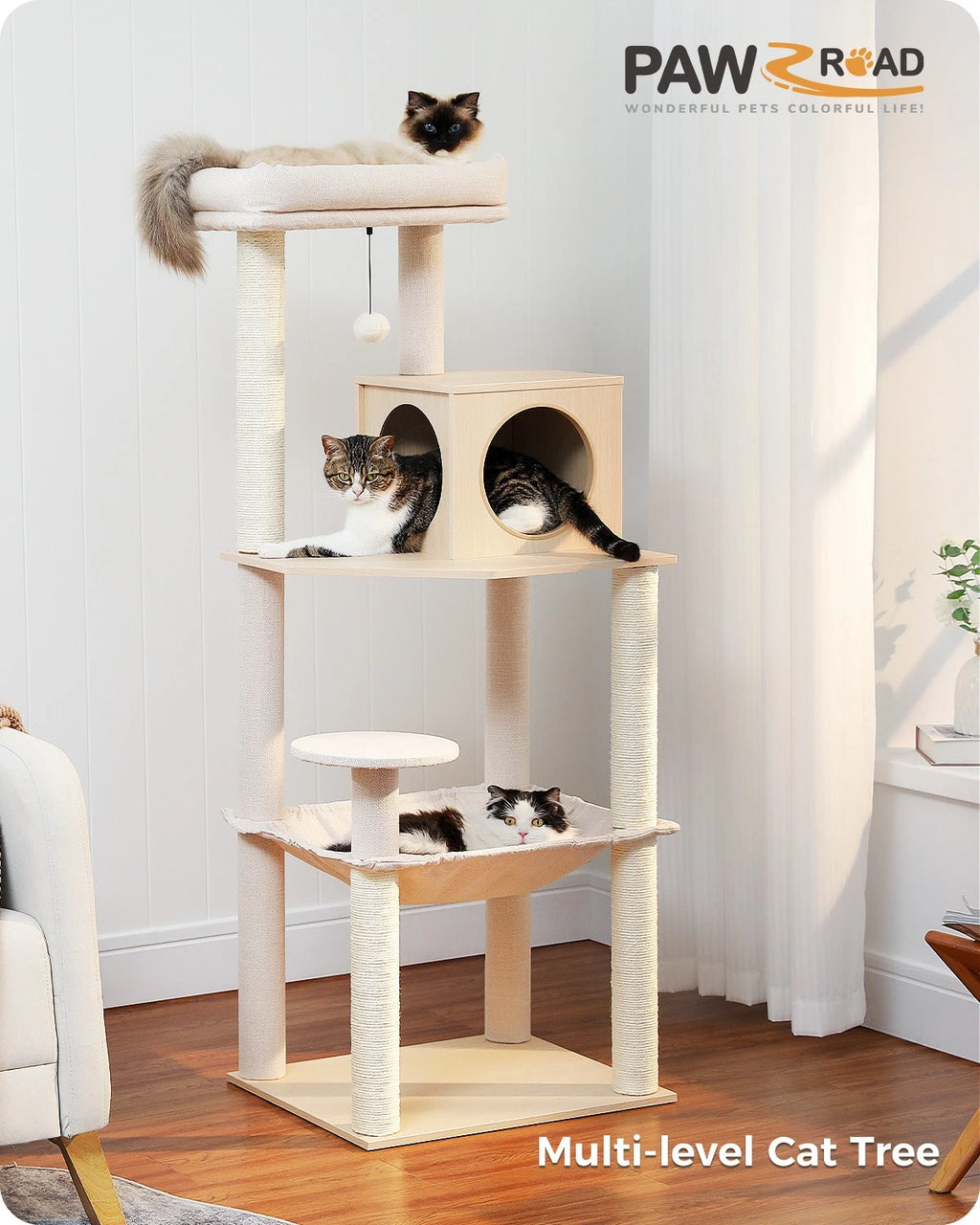 PAWZ Road Multi-Level Cat Tree Tower Cat Condo with Scratching Post Toy S/M/L/XL