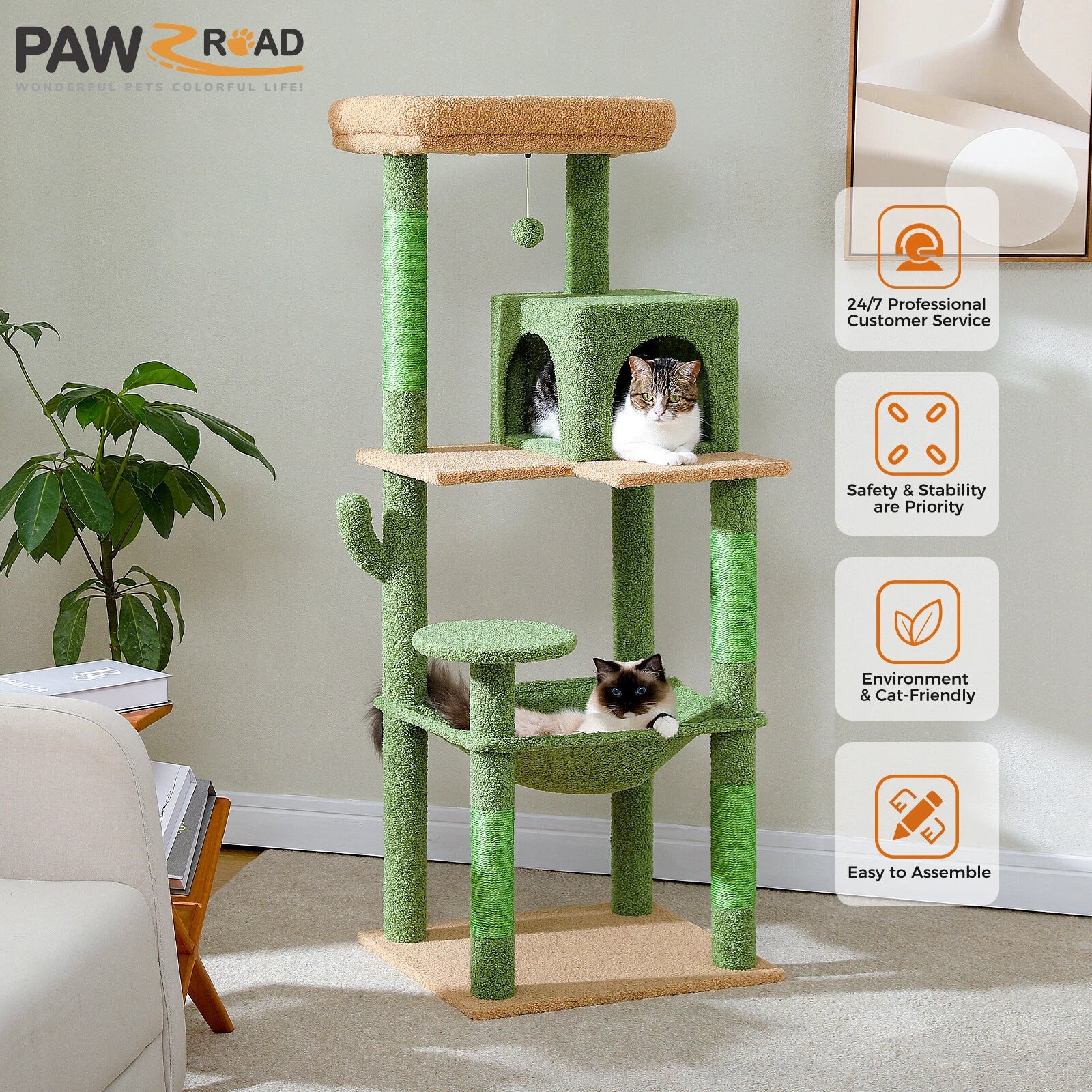 PAWZ Road Multi-Level Cat Tree Tower Cat Condo with Scratching Post Toy S/M/L/XL